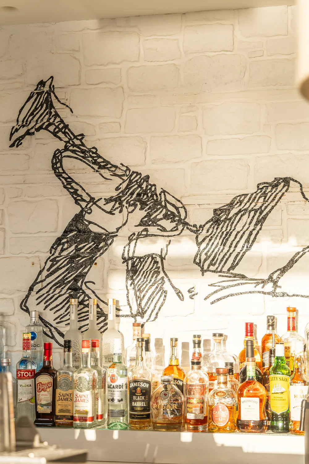 a wall decoration of a saxophone player